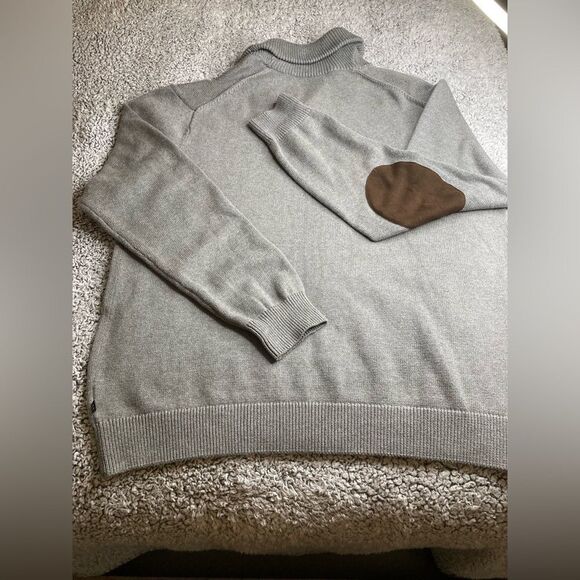 CHAPS XL Unisex Faux Suede Elbow Patch Button Sweater - Picture 1 of 14